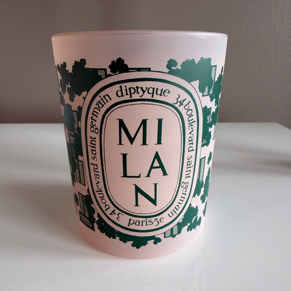 Diptyque Milan Scented Candle Holder - Pink & Green USED